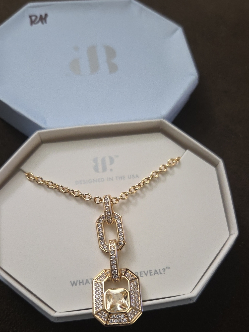 Bomb Party Gold Crystal Link Pendant Necklace by BP Designs - Gold